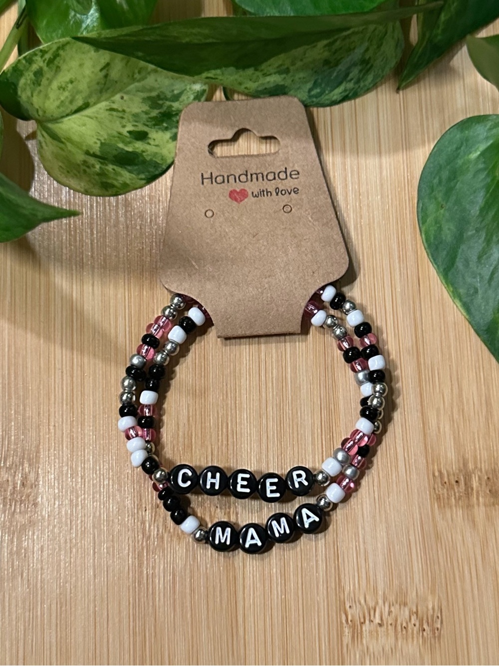 📣✨ Cheer Mama 2-Piece Stretchy Beaded Bracelet Set | Handmade | Cheer Mom Stack
